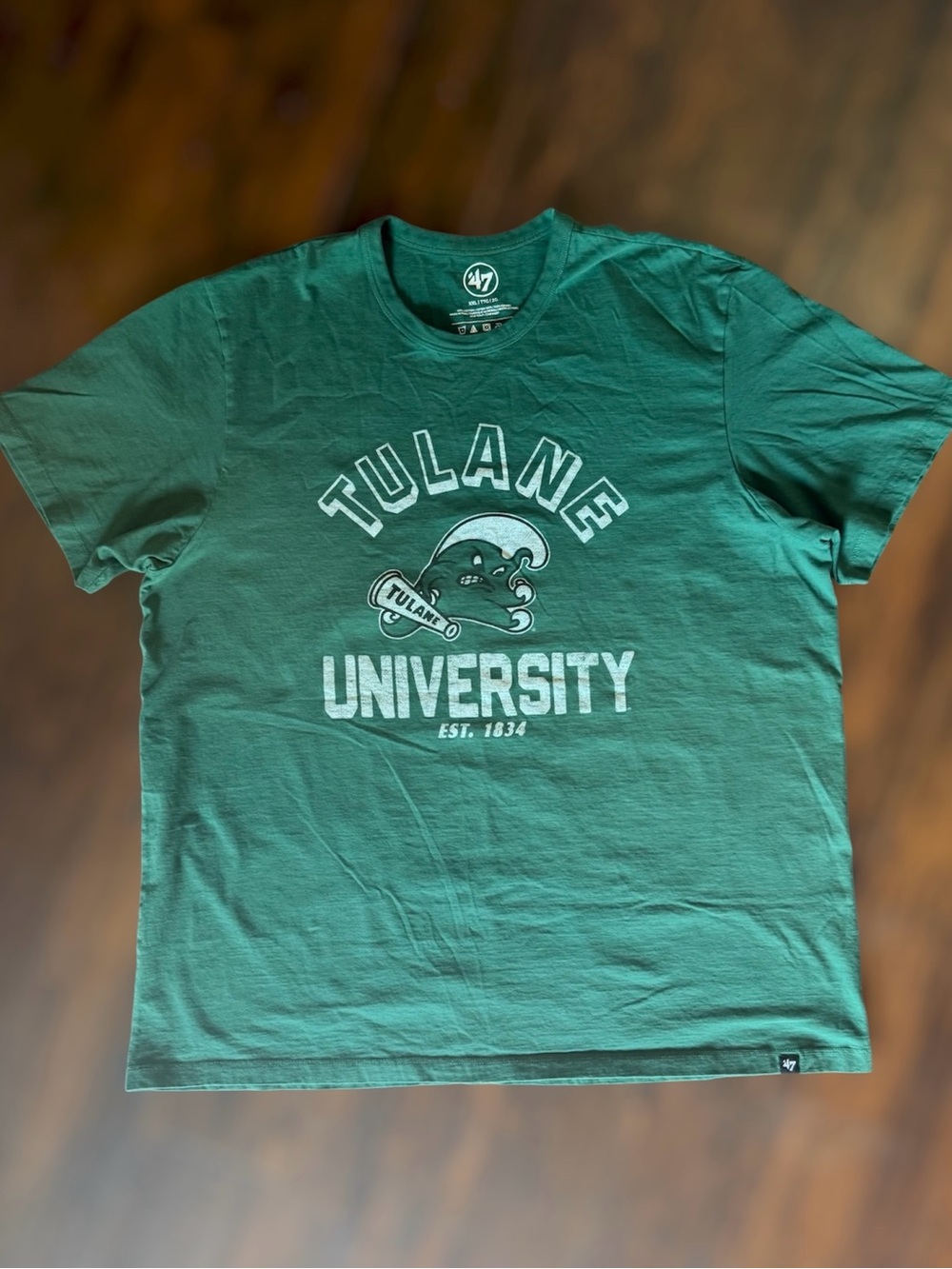 Authentic 47 Tulane University Emerald Green Graphic Tee Size XXL